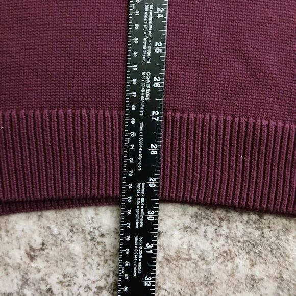 Chaps Men's L/G Burgundy & Blue Striped 1/4 Zip Pullover Sweater Grandpacore - Picture 11 of 14
